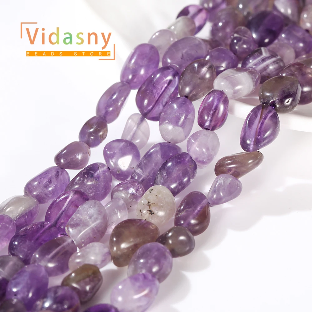 8-10mm Naturstein Amethyst Unregelmäßige Ovale Lose Perlen für Schmuckherstellung Handgefertigte DIY Armbänder Zubehör – Detail 5