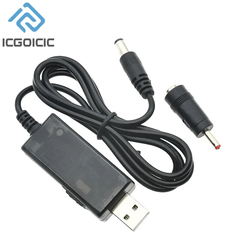 DC 5V to 9V 12V USB Step-up Converter USB Boost Converter Cable + 3.5x1.35mm Connecter For Power Supply/Charger/Power Converter