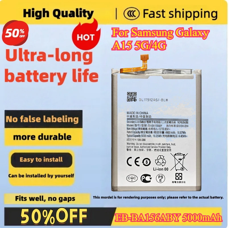 

EB-BA156ABY 5000mAh Battery For Samsung Galaxy A15 5G/4G high quality mobile phone battery compatible Fast shipping