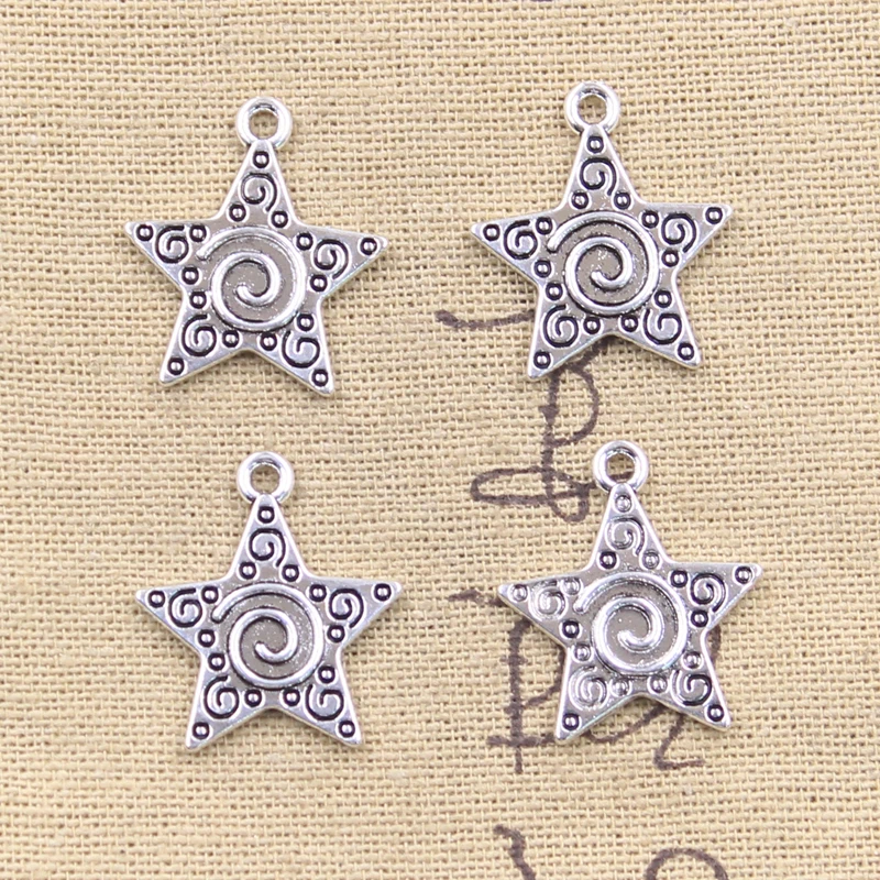 20 Stück Charms Sternspiralschraube 23x20mm Tibetsilber Farbe Anhänger Antik Schmuckherstellung DIY Handarbeit Handwerk