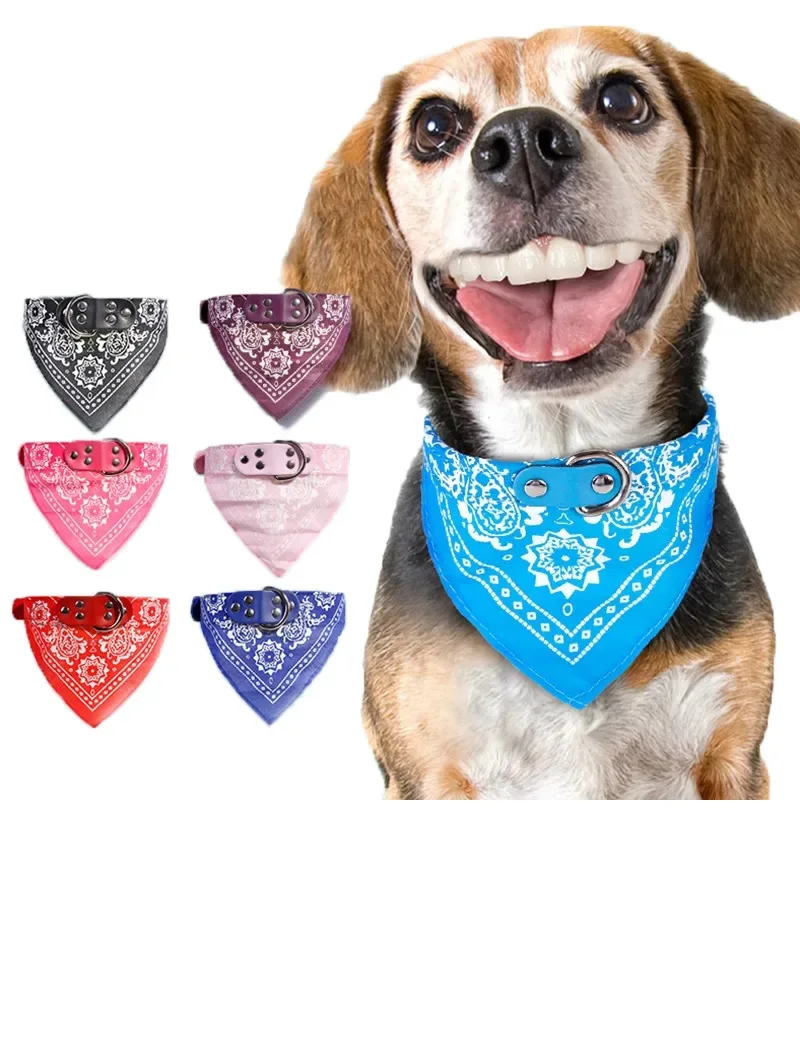 

Adjustable Dog Bandana Leather Printed Soft Collar For Dog Pet Supplies Cat Scarf Collar For Chihuahua Puppy Pet Neckerchief