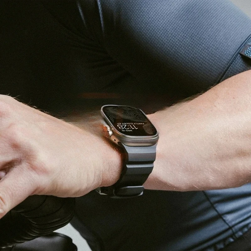 الرياضة الفرقة ل أبل الترا 2 10 9 8 7 6 SE 5 سيليكون التيتانيوم تنفس سوار حزام ل iWatch 42 مللي متر 44 45 مللي متر 46 مللي متر 49 مللي متر