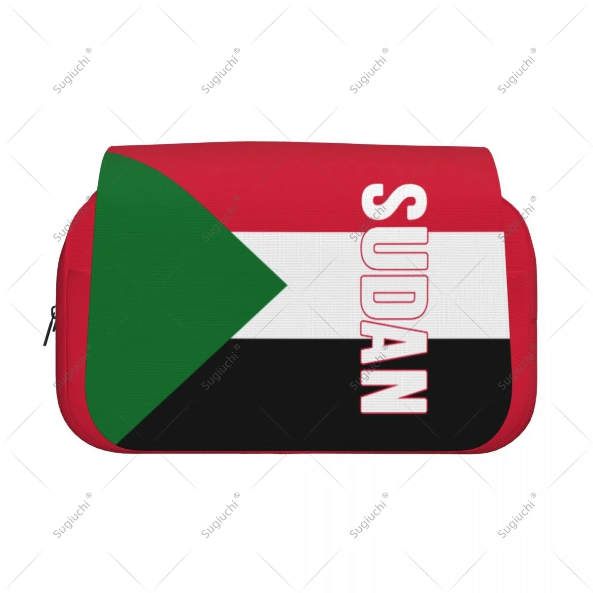 مقلمة مقص أكياس ثلاثية الأبعاد علم السودان طبقة مزدوجة أكسفورد القماش القرطاسية تخزين صندوق القلم #2