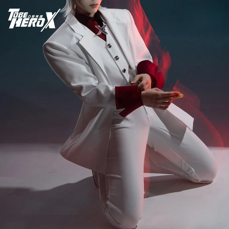 Kostum Cosplay Anime To Be Hero X Seragam Hero X Setelan Putih Dasi Kacamata Oranye Pesta Halloween untuk Alat Peraga Wanita Pria