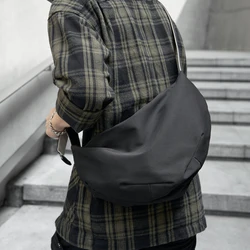 Solid Hobos Crossbody Bag for Men Large Capacity Oxford Waterproof Half Moon Belt Bag Fashion All-match Women Shoulder Bag