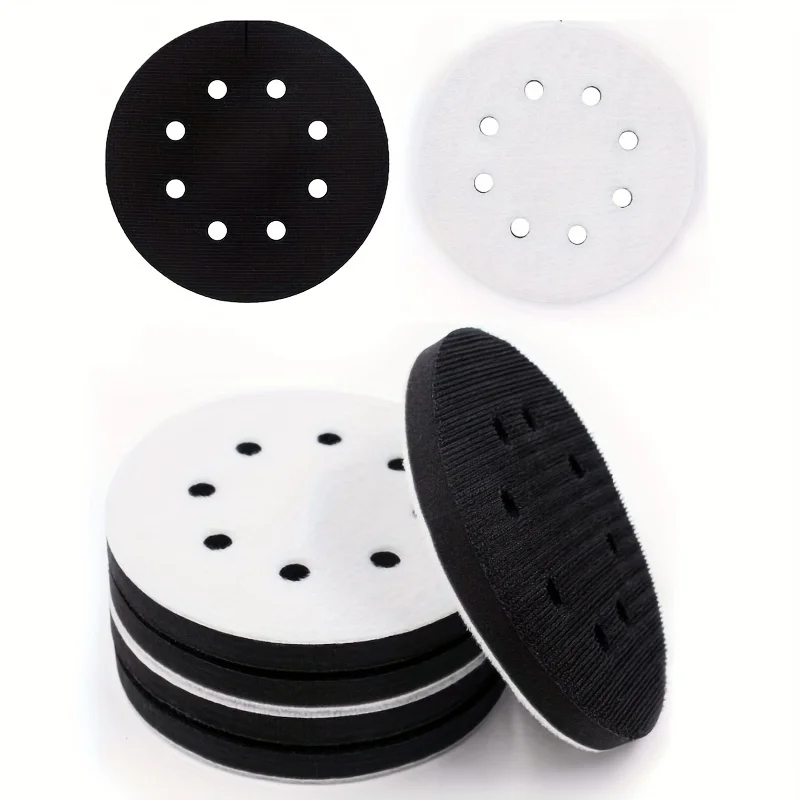 5pcs 5 Inch 8 Holes/5 Inch Not Holes Soft Density Interface Pads,Sponge Cushion Buffer Backing Pad For Track Sander Car Polishin