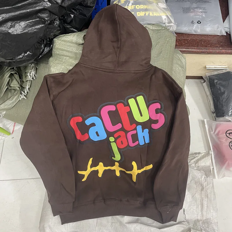 CACTUS JACK Hoodies Autumn Winter Kanye Hip Hop Loose Foam Letter Printed American High Street Hooded