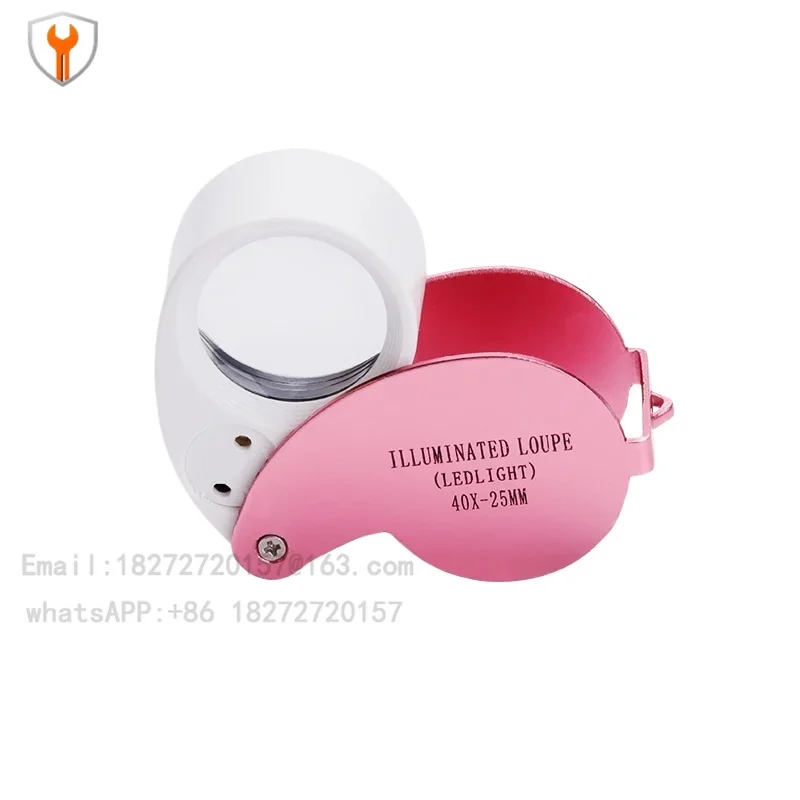 40x jewelry magnifying glass with LED light for identification, foldable portable cultural and jade appreciation and test tool