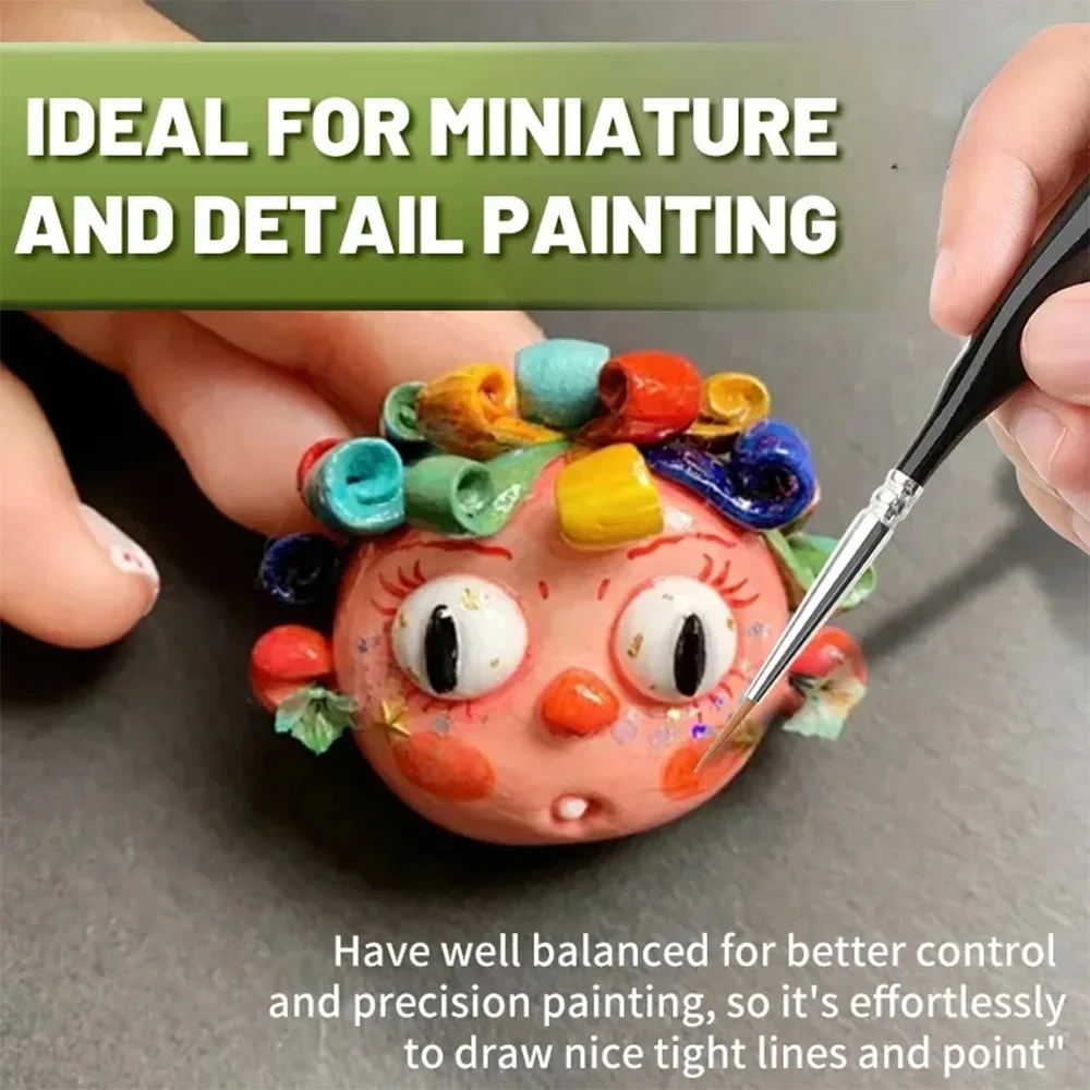 6pcs Fine Tip Paint Brush Set for Acrylic/Model/Miniature Detail, Nylon Hair Extra Thin Triangular Handles Craft Artists Hobbyis