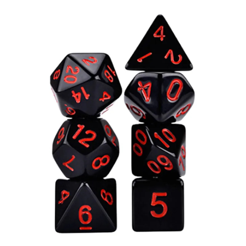 7 Pcs Lot Black Red Dices Set Double Color Polyhedral Numbers Dice Kit of D4 D6 D8 D10 D% D12 D20 for DND TRPG RPG Board Game