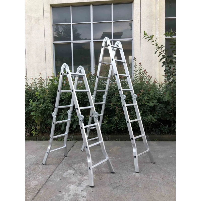 custom.Adjustable EN131 Aluminium Workbench Ladder 12 Steps Big Joint Extension Ladder Platform Outdoor Folding Ladders view 6