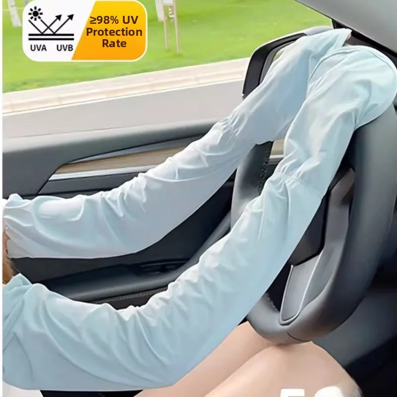 ルーズアイスシルク日焼け防止手袋サイクリングアームプロテクター-uv-保護軽量運転夏用アクセサリー女性用