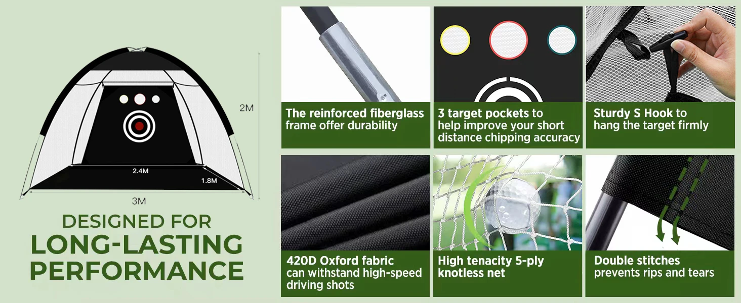High Quality Portable Golf Hitting Nets Indoor and Outdoor Backyard Training Aids with Target for Chipping and Swing Practice