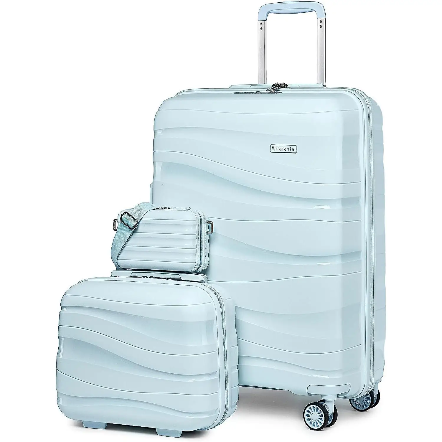メラレニア 3ピース 20インチ 機内持ち込み可能スーツケースセット、拡張可能な軽量で丈夫なトラベルスーツケース、TSAロック付き、スピナーホイール