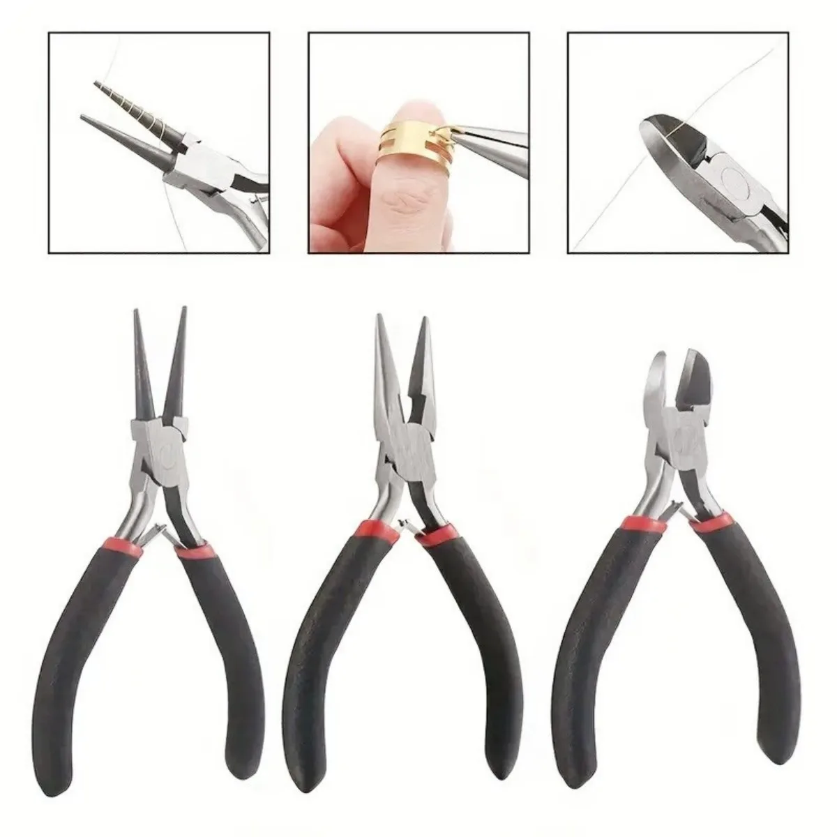 

3Pcs Jewelry Pliers Set - Round Nose, Needle Nose & Wire Cutters for Jewelry Making, DIY Craft, Beading & Repair Tools