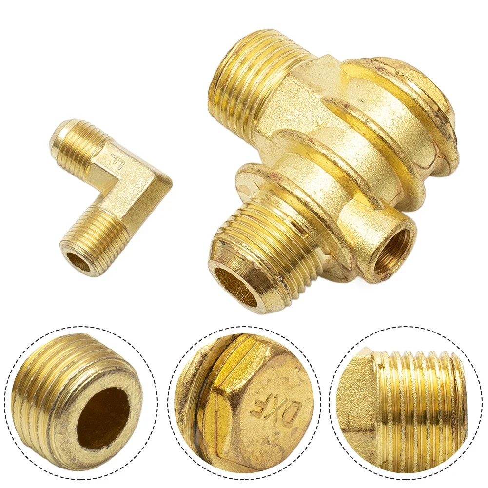 3Port Check Valve Brass Male-Threaded Workshop Replacement Air Compressor Connector Tool Two-Way Channel Position Check Valve