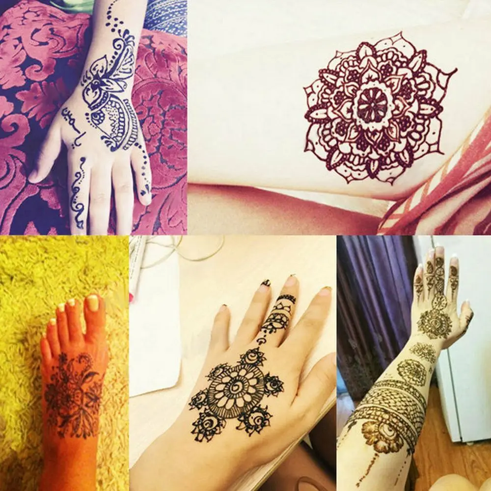 

Natural Mehandi Cones Tattoo 3 Colors Temporary Paint Body Henna Mehandi Ink Cones Herbal Henna Body Art Temporary Tattoo