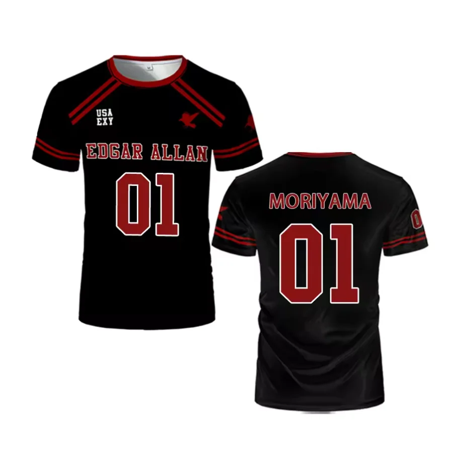 

Male and Female 2025 New Foxhole Court Edgar Allan Ravens Crosse Shirt Cosplay Riko Moriyama 3D T-shirt Short Sleeve Adult and C