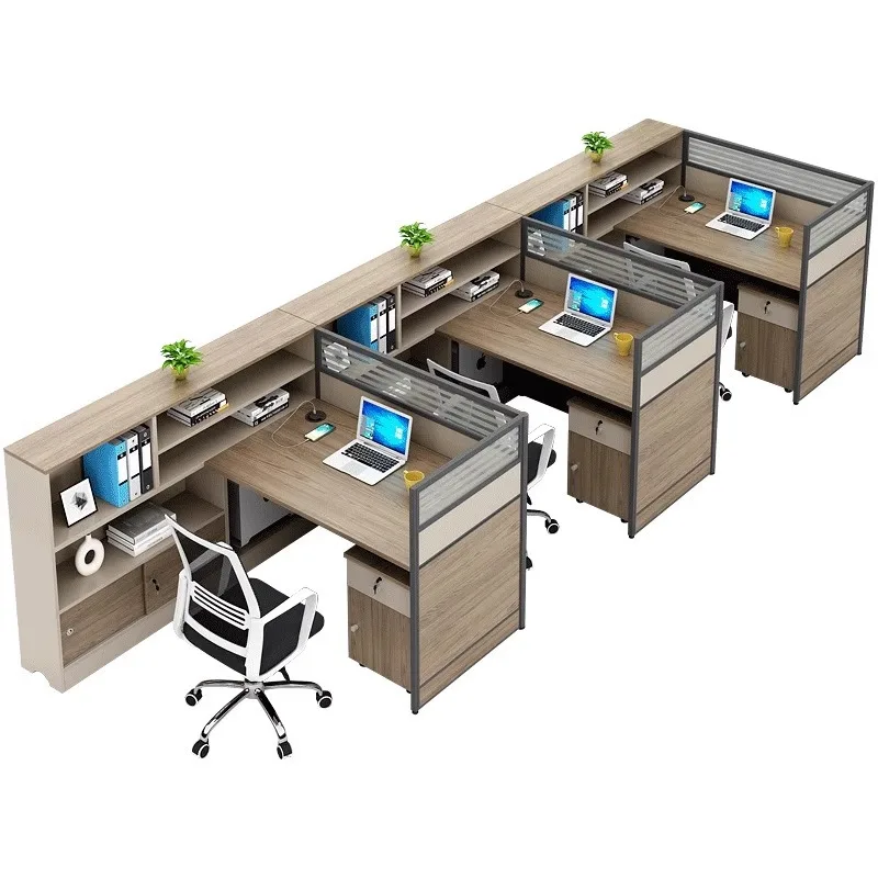 

Simple modern finance desk staff table and chair combination double