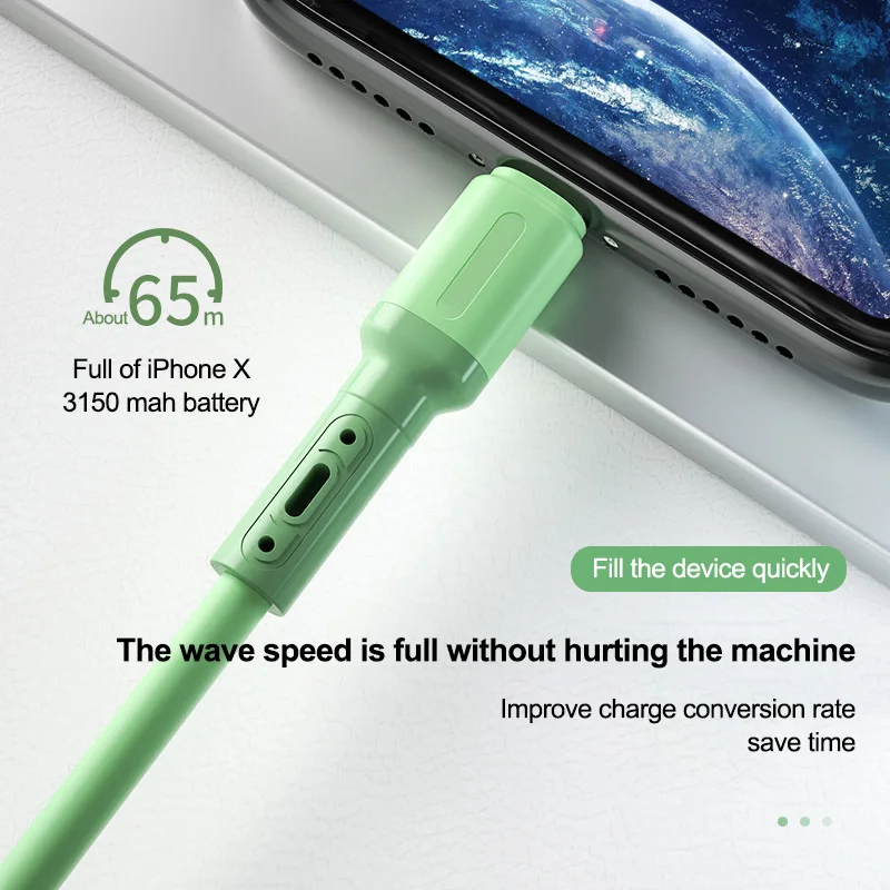 Liquid Silicone Data Cable IPhone 13 12 11 Pro Max X XR XS 8 7 6s 5s USB Cable Fast Data Charger Charger 1/1.5/2M