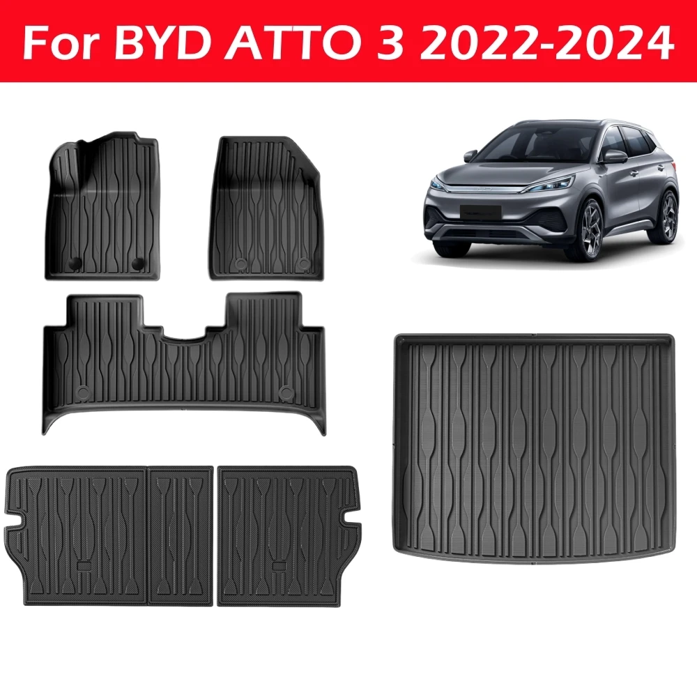 For BYD ATTO3 2022-2024 TPE Floor Mats All-Weather Anti-Slip Waterproof Left-hand Drive Floor Carpets