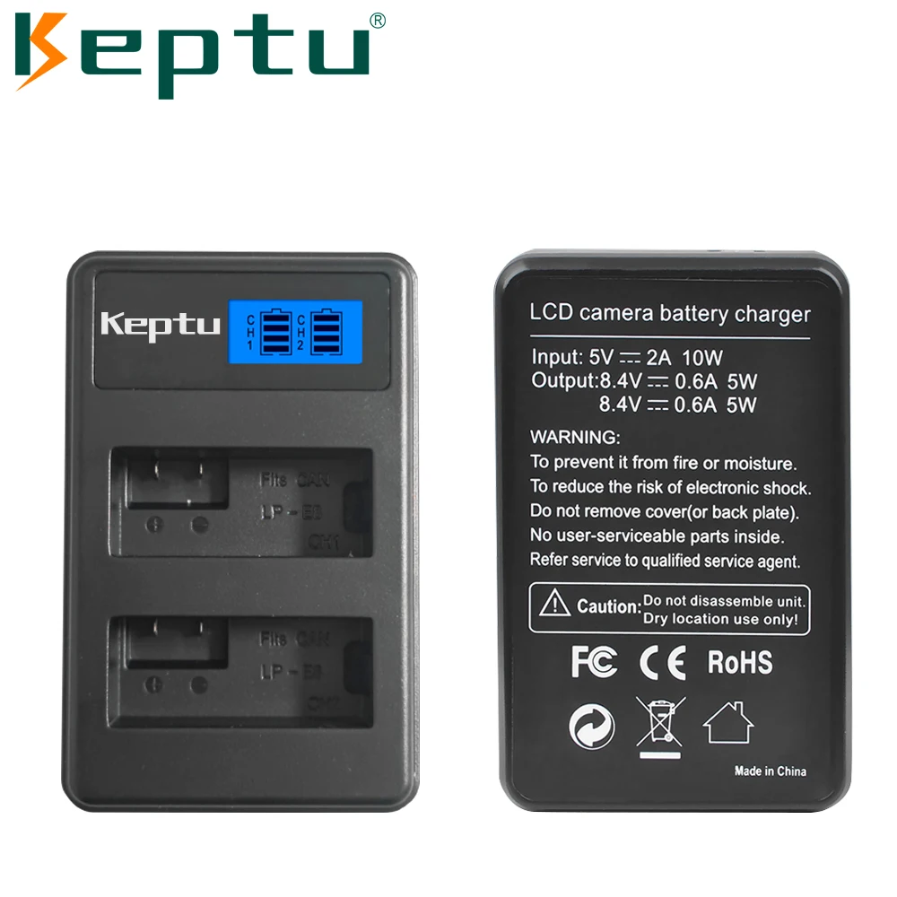 KEPTU-Batería de 1800mah LP-E8 LP E8 LPE8, cargador LCD para Canon EOS 550D 600D 650D 700D Rebel T2i T3i T4i T5i Kiss X4 X5 X6i