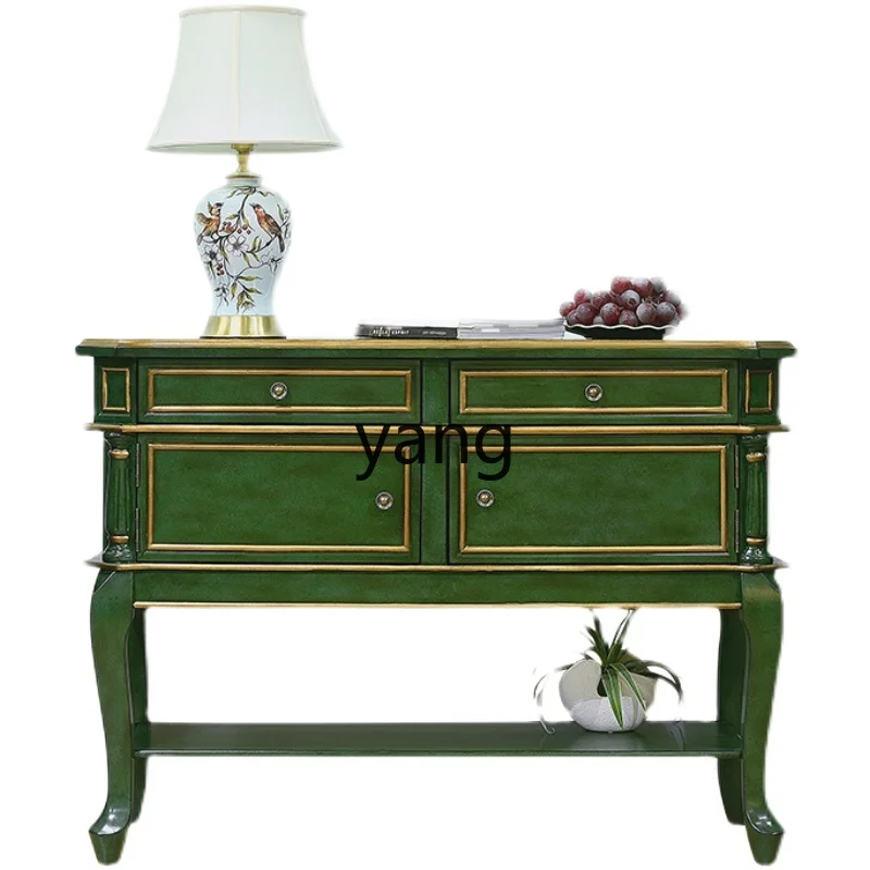 

LMM American rural entrance cabinet foyer entry light luxury decoration solid wood antique and old