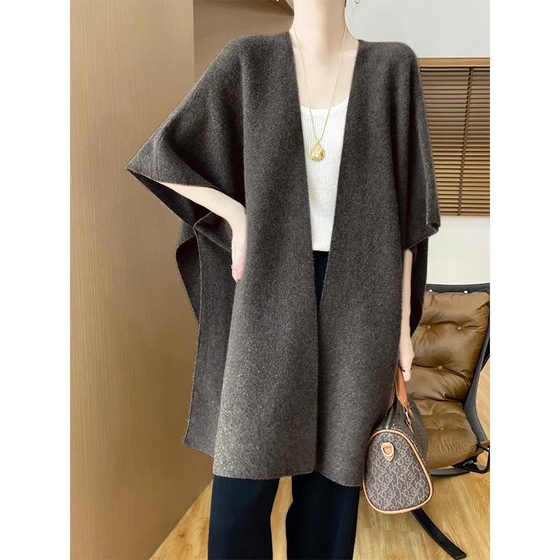 Women Long Cardigans 100% Wool Shawl 2024 Autunmn/Winter Cashmere Loose Sweaters Women Ladies Jumpers Warm Clothing