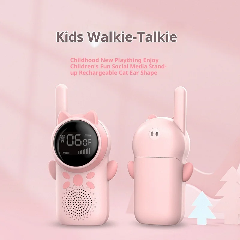 Crianças dos desenhos animados walkie talkie longo alcance 1 a 3 km chamada desobstruída sem fio intercom brinquedo multi função para uso ao ar livre