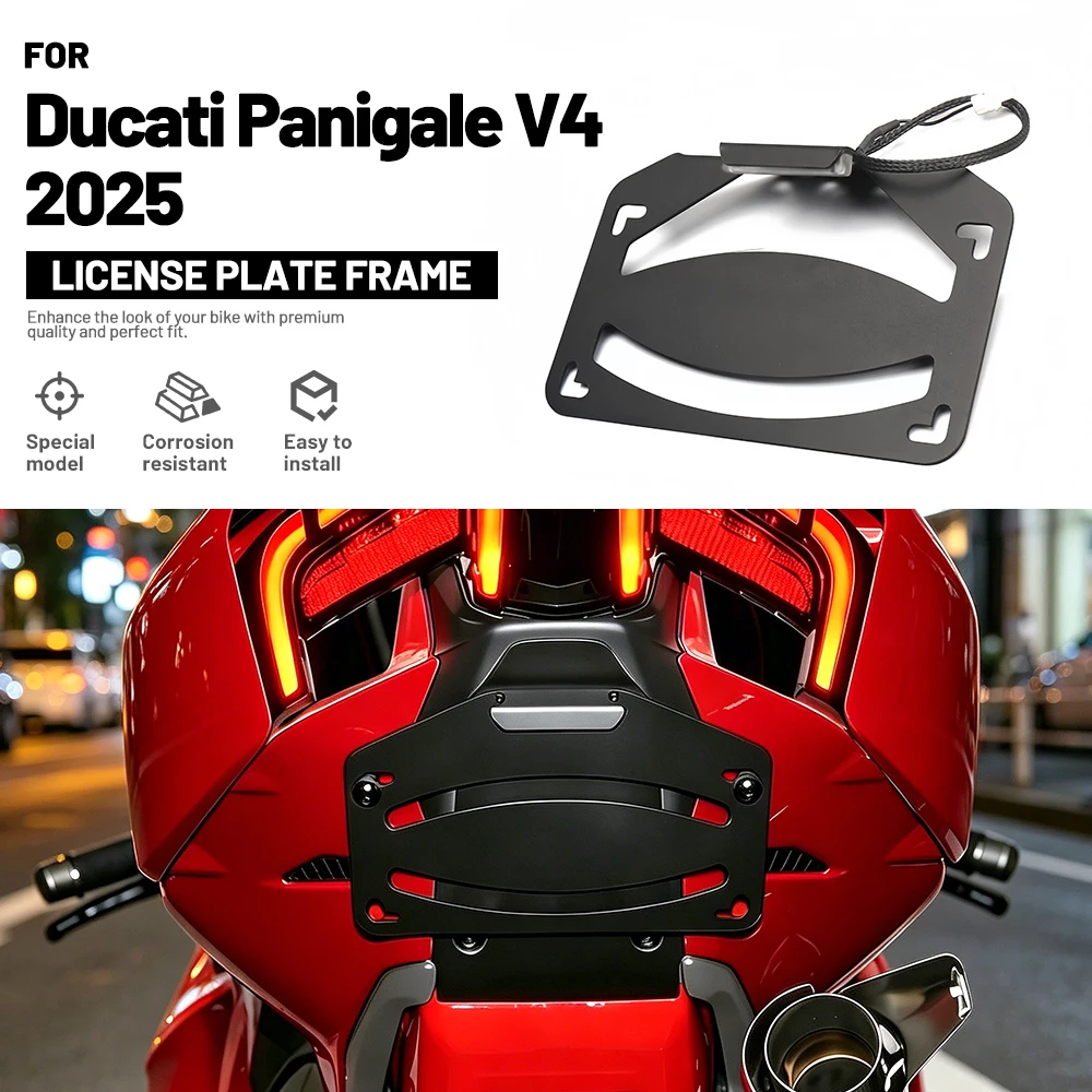 Fit for 2025 Ducati Panigale V4 License Plate Frame Corrosion Resistant CNC Tail Tidy Easy Install Sportbike Mod Parts