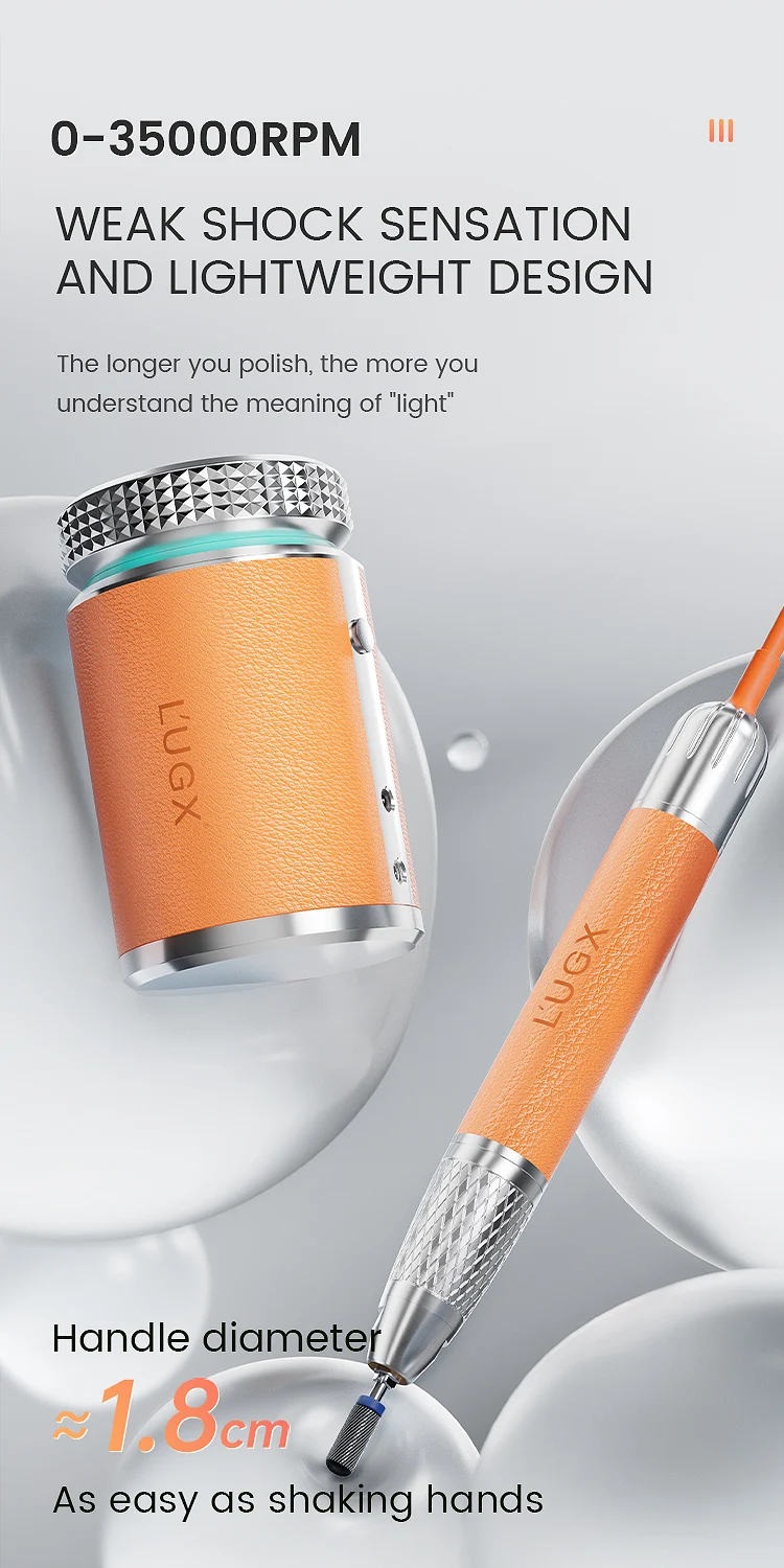 Taladro eléctrico para manicura profesional, lima de uñas inalámbrica de 35000RPM, amoladora pulidora de uñas recargable para uñas