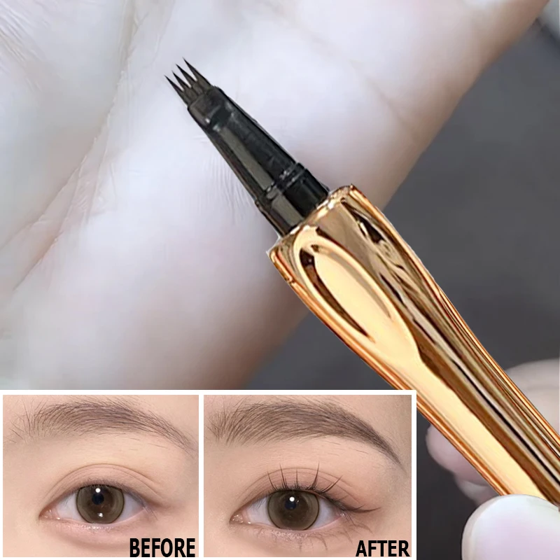 Microblading 4 Forks Eyebrow Pen Waterproof Liquid Wild Brow Tattoo Pencil Long Lasting Natural Lower Eyelash Eyeliner Cosmetics