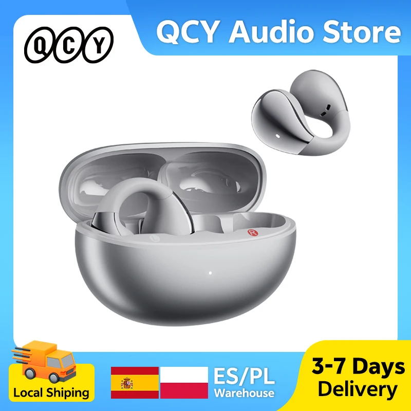 QCY Crossky C30S Offene Ohrhörer, kabellos, Bluetooth 6.0, Clip-On-Ohrhörer, LDAC Hi-Res Audio, Dual-Verbindung, 40 Stunden Akkulaufzeit, IPX5-Schutz, ideal für Sport und Laufen