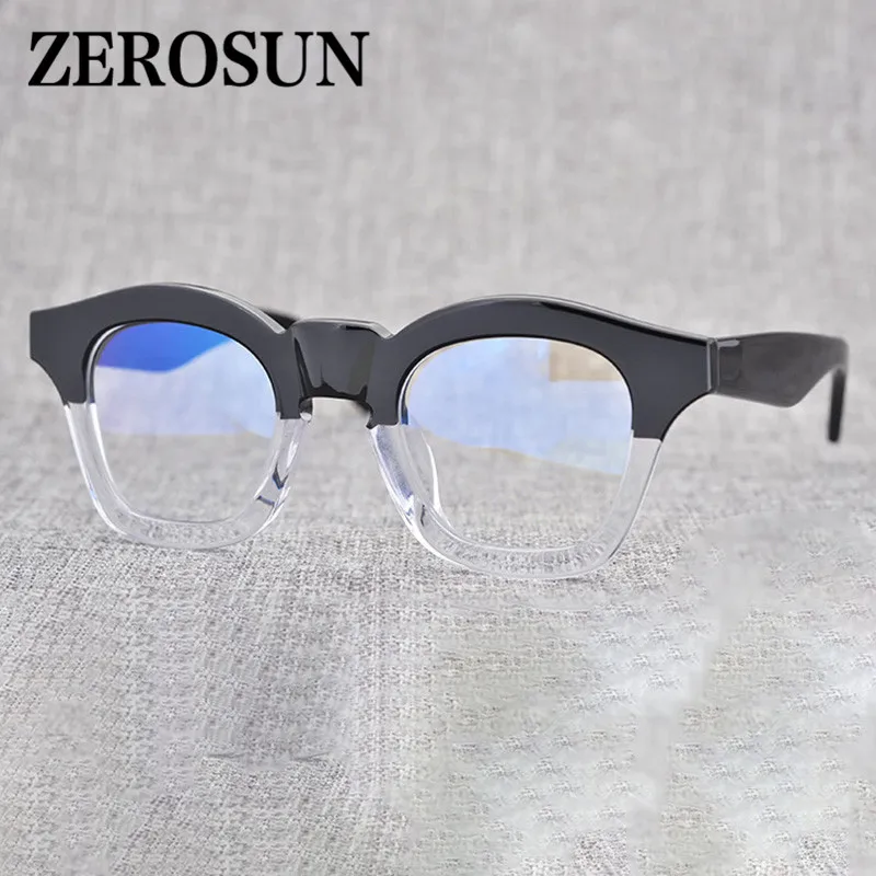 

Zerosun Myopia Glasses Male Eyeglasses Frames Men Anti Blue Light Reflection -150 200 Spectacles Men Prescription Vintage Retro