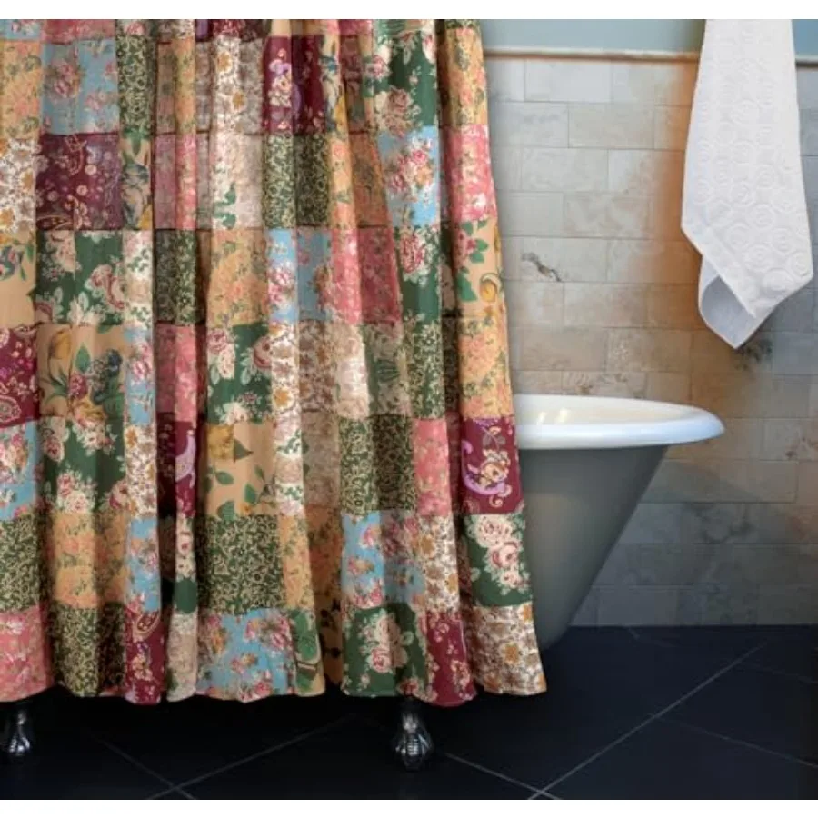 

Greenland Home Antique Chic Shower Curtain 72x72 inches Featuring Authentic Patchwork Construction 100% Cotton Lined
