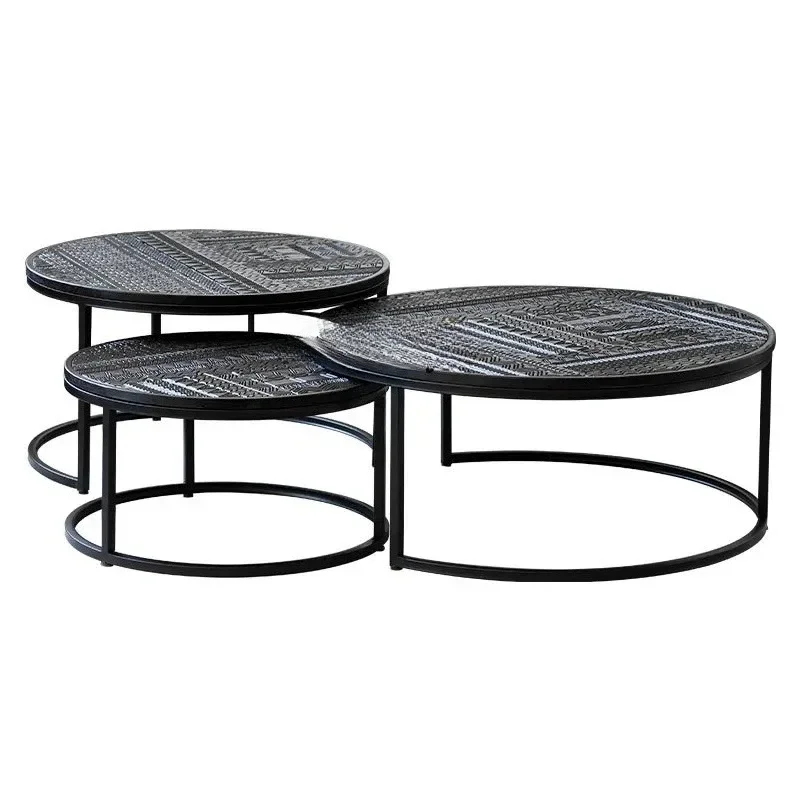 

Скандинавский журнальный столик из цельного дерева для гостиной, креативный светильник, роскошный резной ретро простой современный журнальный столик