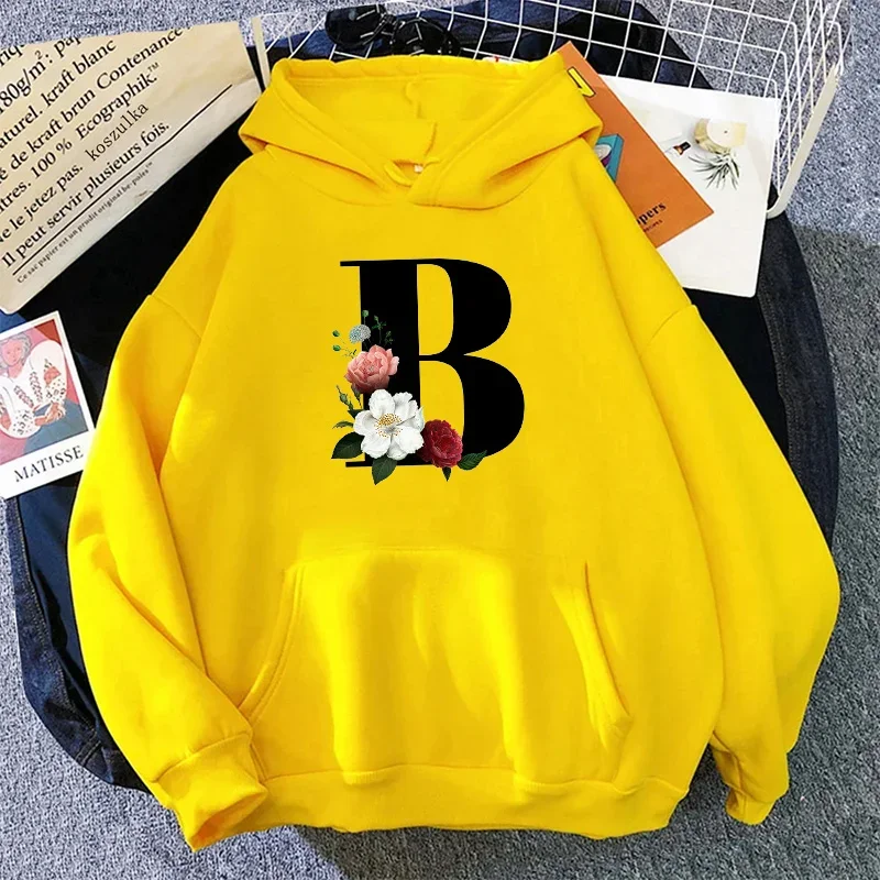 Moda feminina hoodies letras casuais A-Z impressão moletom roupas esportivas ao ar livre jogging mulher roupas amarelo topos y2k