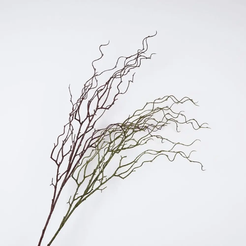 120cm Length Artificial Willow Branch 4-Fork Realistic Design Artificial Twigs Soft Texture Curly Shape Simulation Flower