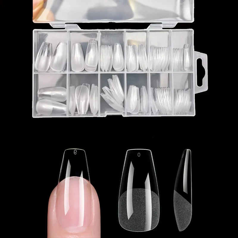 120 Stuks Volledige Dekking Druk Op Nagel Tips Stiletto Amandel Vierkante Doodskist Franse Valse Fake Soak Off Gel Nail Extension tips Capsule