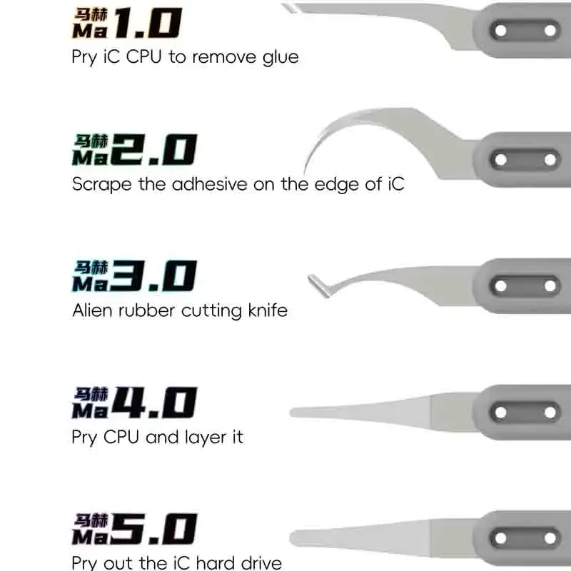 QZHZLA 5 in 1 Hand Blades Kits for Mobile Phones PCB CPU IC Chip Separation Glue Removal Knife Prying Disassembly Repair Tools