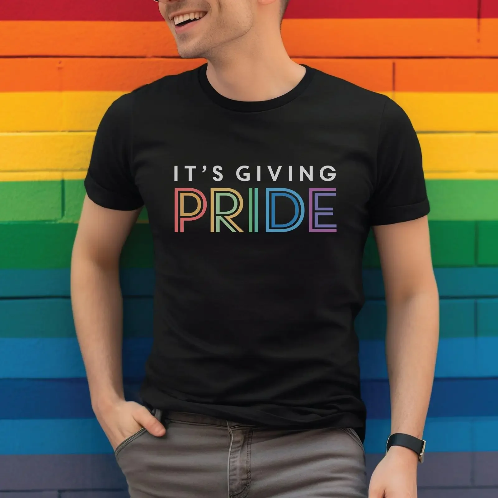 Cute Pride Month T shirt Queer Ally Gay Rainbow Giving Jersey  vintage Washed homme Breathable fashion designer clothes