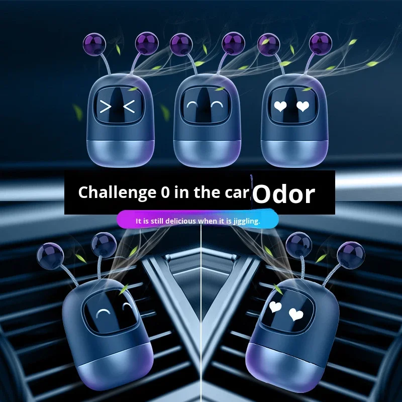 Car Air Freshener Vent Clip Cartoon Robot Doll Slices USB Powered Vibration Sensor Plastic Solid Modern Car Interior Decoration