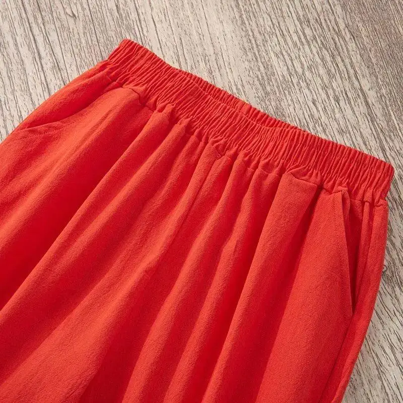 Pantalones bombachos largos y rectos para mujer, pantalón informal de cintura alta con cremallera en el tobillo, elegante, Color fruta, novedad de 2023