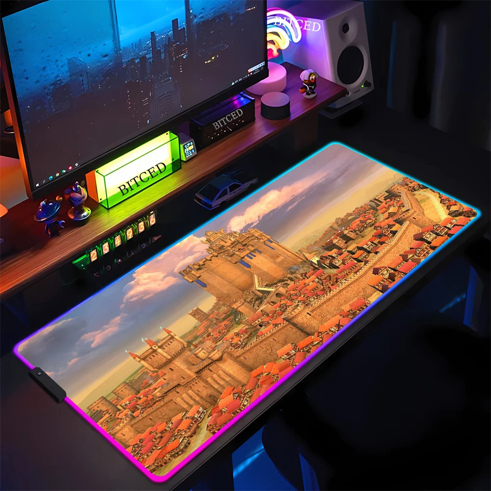Heroes of Might and Magic 3 Large RGB Mouse Pad XXL Gaming Mousepad LED Mouse Mat Gamer Mousepads Luminous Table Mats Desk Pads