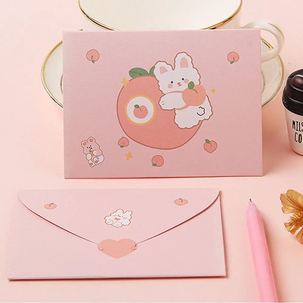 Bear Rabbit Blessing Thank Envelope Ins Cartoon Decoration Letter Paper Beautiful 9 Styles Cartoon Greeting Card New Year Gift