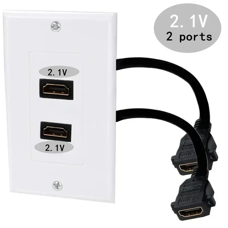 Enchufe de pared de Panel de Alta Definición Compatible con HDMI, 8K, versión 2,1, 48Gbps, 60Hz, sin soldadura, adecuado para cableado de ingeniería