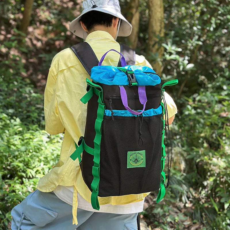 Fashion Bright Large Backpack Out Hiking Mountaineering Bag Sports Cycling Functional Backpack Light Waterproof Travel Rucksack