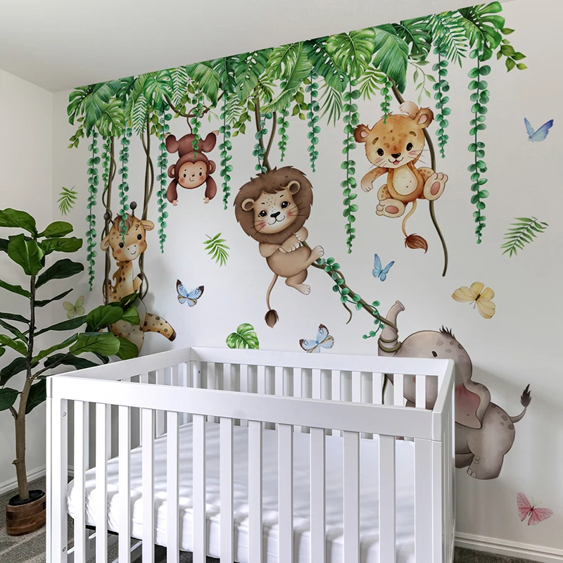 Duża naklejka ścienna Safari w – Baby Nursery Jungle Wallpaper recenzja i cena