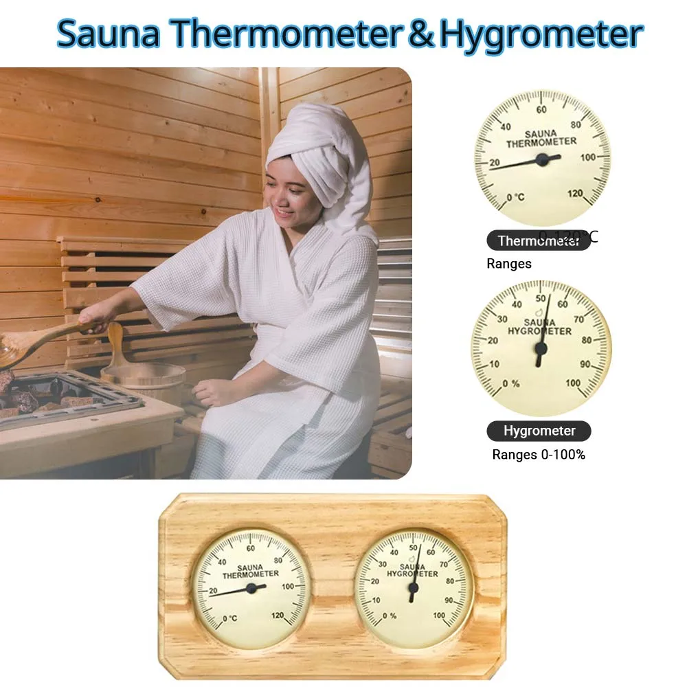 كيه تي 0 ~ 120 ° C ساونا مقياس الحرارة والرطوبة الخشبي سبا ميزان الحرارة 2 في 1 مقياس درجة الحرارة والرطوبة غرفة تبخير أداة منزلية