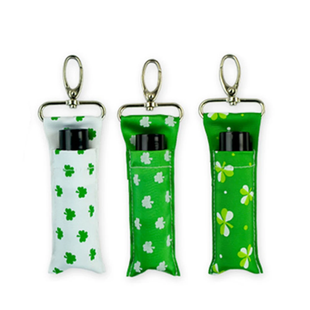 Bolsa de lápiz labial de cuatro trébol para mujer, soporte para anillos, llavero, bolso, mochila, bálsamo labial de viaje, bolsa con soporte para lápiz labial, 2 uds.